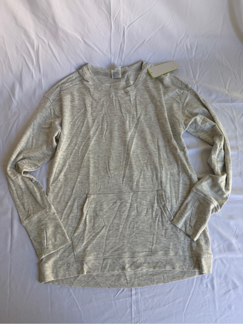 Light Gray Girl’s Crewneck Sweater with Front Pocket sz XL 14/16